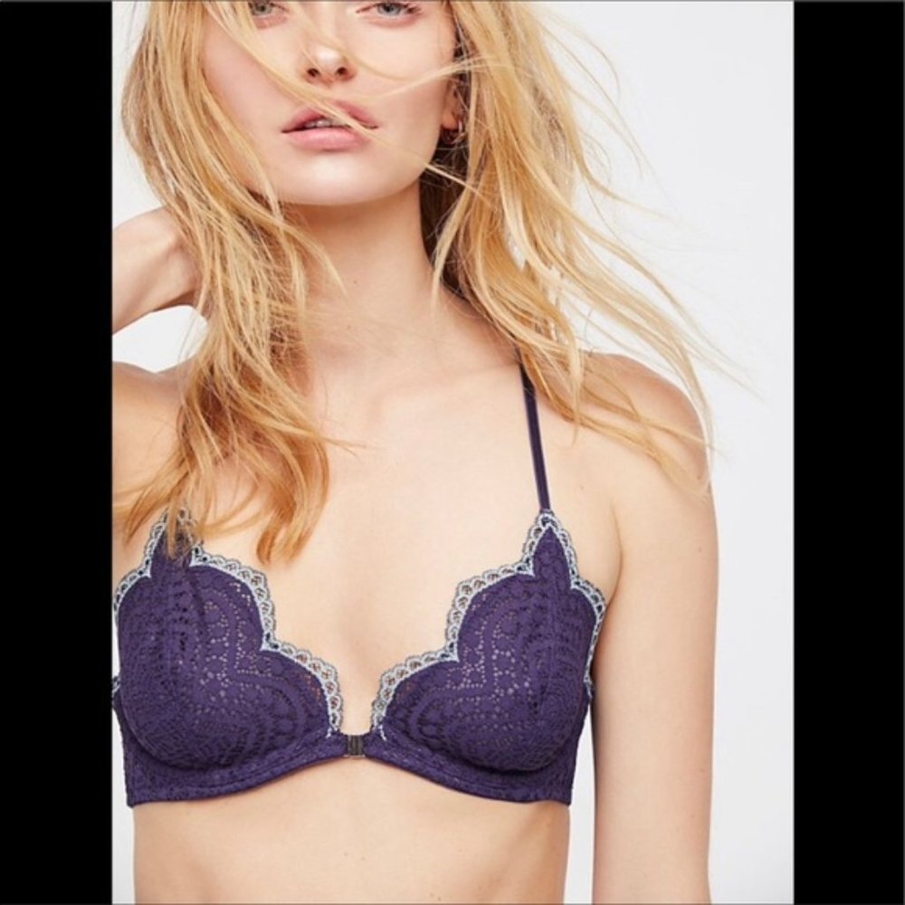 Free People Intimately Slow Dance 36C Bra Navy